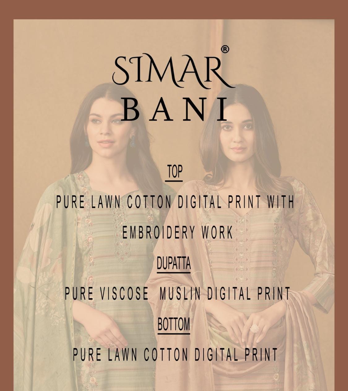 Bani By Glossy Lawn Cotton Digital Printed Dress Material Suppliers In India